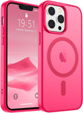 SUPFINE Magnetic for iPhone 12 Pro Max Case (Compatible with MagSafe) (Military Grade Drop Protection) Slim Translucent Matte Shockproof with Anti-Fingerprint Phone Case,Hot Pink