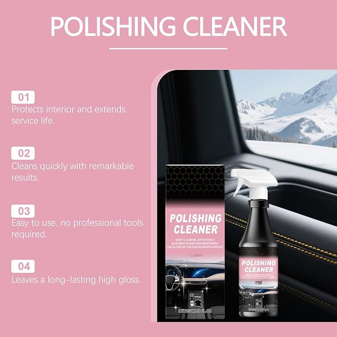 Car Interior Care & Cleaner Spray, 237ml Polishing Cleaner Car Interior Spray, Powerful Interior Detailer Spray for Cars, Multifunctional Car Interior Cleaner for Dashboards, Seats (1Set)