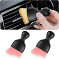 Blilo 2PCS Car Interior Detailing Brush with Dust Cover, Auto Soft Hair Cleaning Brushes, Scratch Free Curved Dirt Collectors, for Vehicle Dashboard Air Conditioner Vents Leather(Pink/White)