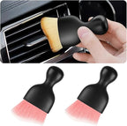 Blilo 2PCS Car Interior Detailing Brush with Dust Cover, Auto Soft Hair Cleaning Brushes, Scratch Free Curved Dirt Collectors, for Vehicle Dashboard Air Conditioner Vents Leather(Pink/White)