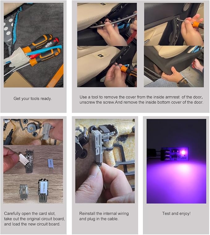 NJSBYL 4PCS LED Door Handle Circuit Board Replacement for B-MW 3 4 5 Series X1 M4 Gran Turismo Touring Sedan Convertible Coupe F10 F30 F31 F32 F33 F34 F36 F48 F82 F83 Purple-White Ambient Lighting