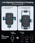 APPS2Car Dual Coil Wireless Car Charger Auto Clamping 15W Cup Holder Phone Wireless Charger Mount Fast Charge Tri-Pivots Height Adjustable Phone Holder Car Truck for iPhone 12-17, Samsung, LG, etc.