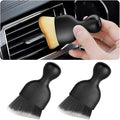 Blilo 2PCS Car Interior Detailing Brush with Dust Cover, Auto Soft Hair Cleaning Brushes, Scratch Free Curved Dirt Collectors, for Dashboard Air Conditioner Vents Leather Computer (Black/White/2PCS)