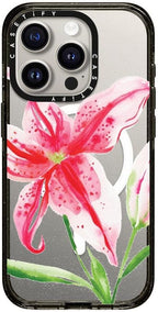 CASETiFY Impact iPhone 15 Pro Case [Slim/Compatible with Magsafe / 8.2 ft. 4X Military Grade Drop Protection] - Stargazer Lily - Clear Black