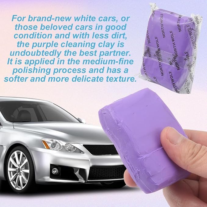 XhuangTech Premium Car Clay Bar Kit (3 Pack) 300g(3x100g) - Professional Grade Auto Detailing Magic Clay with Deep Cleaning & Paint Decontamination for Car Wash - Safe on Paint, Glass, Wheels (Purple)