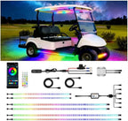 6 Pcs RGB+IC Golf Cart Underglow Light Strip with Roof Canopy Lights, 12V-80V Dream Color Chasing Light for EZGO Yamaha Club Car, Remote and APP Control, Voltage Reducer Included