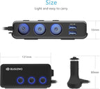 EUGIZMO Cigarette Lighter Plug Splitter, 3 Socket 200W Car Cigarette Lighter Adapter USB Charger Extension Cord Multi Port Power Plug 12V/24V Splitter with LED Voltage Display Independent Switches