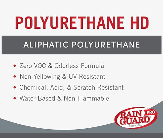 Rain Guard Water Sealers PU-0414 Polyurethane HD IsoFree Clear 2-Part Matte Finish Ready to USE Covering up to 75 Sq. Ft on New and Older Surfaces. 1 Quart Kit A and B - Masonry Sealer, Wood Sealer