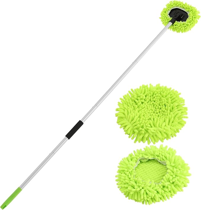 Yocada Car Wash Brush Kit Chenille Microfiber Car Wash Mop Mitt with Long Handle Scratch-Free for Car Cleaning Brush Care Truck RV SUV Boat Windshield Window with 1 Replacement Head 60"