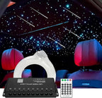 AMKI 100pcs*0.04in*9.8ft Pure White Shooting Stars Effect Fiber Optic Lights Kit,10Holes LED 5W Meteor Light Engine with Bluetooth+RF Remote Control 20 Meteor Modes