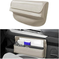 Car Seat Gap Filler Organizer, Leather Vehicle Side Seat Gap Storage Box with Lid for Phone Key Card, L-Capacity Auto Interior Organization, Universal for SUV Sedan Truck (Gray)