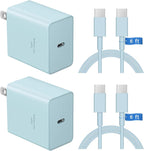 45W Type C Charger, USB C Charger 2-Pack iPhone 15 16 Charger 6FT with iPhone 16/16 Plus/16 Pro/16 Pro Max/iPhone 15/15 Pro Max/iPad Pro/AirPods/Galaxy S24 S23 S22 S21,Android Charger(Bule)