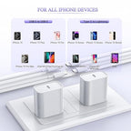 Extra Long 10FT iPhone Fast Charger,i Phone Charger Fast Charging【MFi Certified】2Pack 20W PD Fast USB C Charger Block + 10Foot i Phone Charging Cable Cord for iPhone 15/14/13/12/11/XS/XR/SE2022/8/iPad