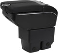 AULPHIKE Compatible with Ford Fiesta Armrest 3 MK7 2009-2017 Car Center Console Organizer Armrests Double Door Storage with USB Ports（Black Style）