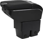 AULPHIKE Compatible with Ford Fiesta Armrest 3 MK7 2009-2017 Car Center Console Organizer Armrests Double Door Storage with USB Ports（Black Style）