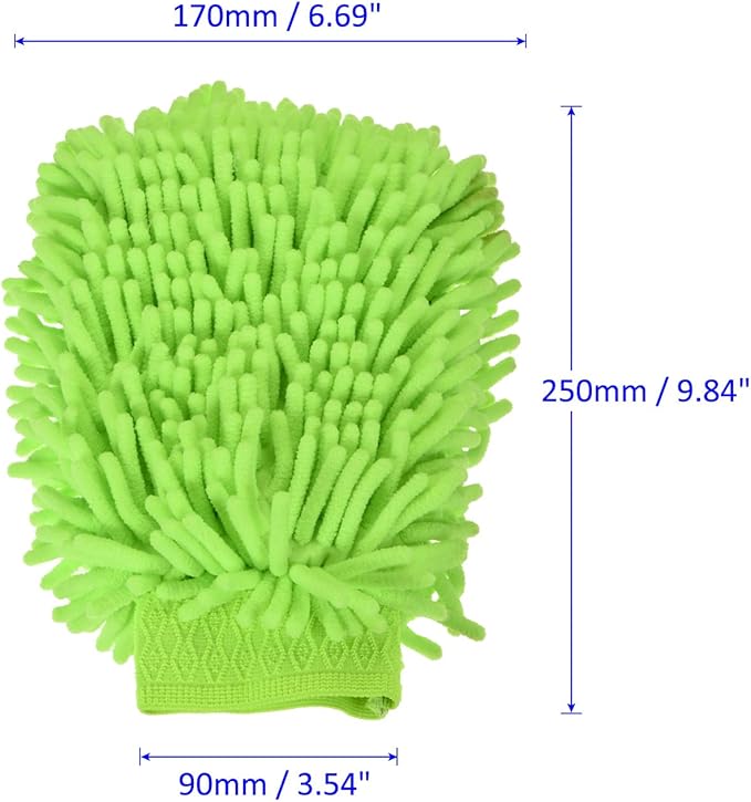 M METERXITY Microfiber Chenille Wash Mitt - Double Side Reusable Gloves for Cleaning Scratch-Free, Apply to Car Cleaning, Kitchen