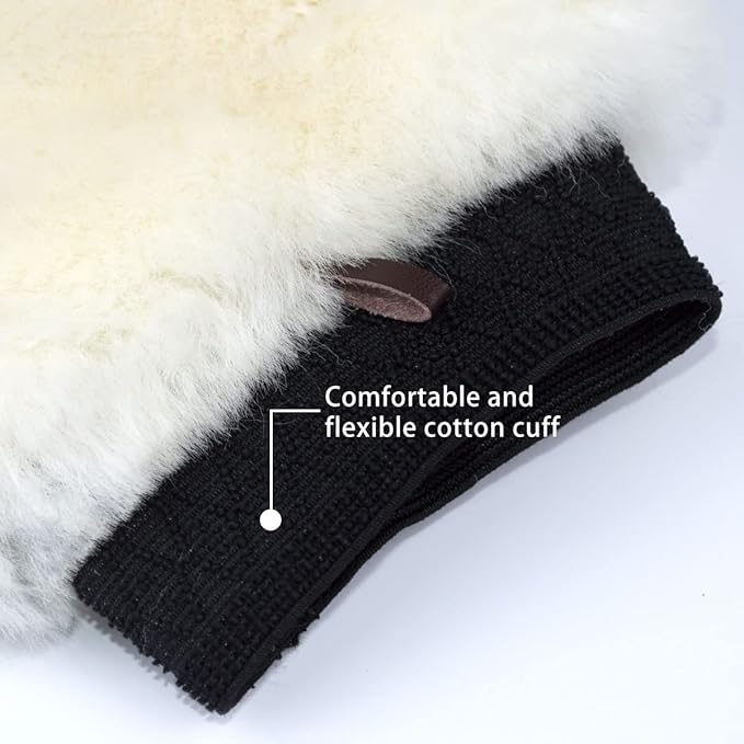 OKAYDA Natural Lambskin Wool Car Wash Mitt Extra Large Size Scratch-Free Sheepskin Wash Mitt
