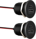 Acegoo RV USB Outlet All-Aluminum Type A + Type C Ports 12V/24V USB Charger, Recessed Mount 24W High-Speed Charging Socket, PD3.0 & QC3.0 Fast Charger for Camper Trailer Van Car Boat Golf Cart (2Pcs)