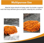 TOP VACUUM PARTS Premium Scratch-Free Microfiber Wash Mitt - Orange, Ultra-Soft Car Wash Glove for Swirl-Free Finish, Safe for Cars, Trucks, SUVs, Motorcycles, and More