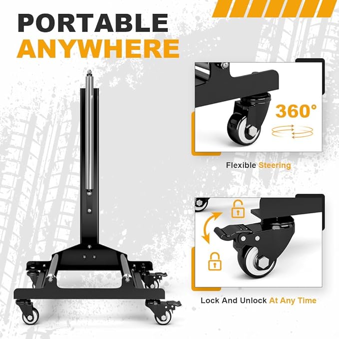 Yeeoy Rolling Wheel Detailing Stand, Heavy Duty Wheel Cleaning Stand, Portable Tire Car Detailing Roller with 3-Way Rotating Rollers for Cleaning, Ceramic Coating, Applying Tire Shine & Car Wheel Wash