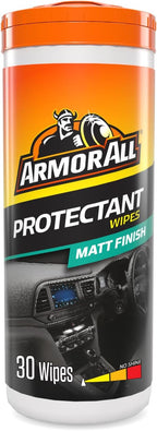 Armor All, 30 Matt Protectant Wipes, Citrus Scent, Suitable for Plastic and Vinyl, Restores your Surfaces Appearance and Keeps them Protected, Ideal For Car Detailing, Freshness Lock, Made in the UK