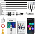 Acrylic Car Led Lights Interior, Universal RGB Ambient Lighting Car Kit,175 inch Neon Flexible Fiber Optic Led Strip Music Sync Lights,10 in 1 USB Power Dash Footwell DIY Mode