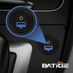 BATIGE Alloy USB 3.0 AUX DC3.5mm Port Car Mount Flush Cable for Car Boat Motorcycle Dash Panel with LED Indicator - 3ft