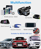 4 in 1 USB C Car Charger, 168W Multi USB Cigarette Lighter Adapter, Socket Splitter with 3 USB Ports, 12V/24V Dual USB Type C PD Fast Car Charger Adapter for iPhone 17/Air/16/15 Pro Max iPad GPS