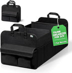 MIU COLOR Trunk Organizer for SUV, Collapsible Car Organizer with 12 Pockets, Non-Slip Bottom, Storage Organizer for Sedan, Van, Jeep, Grocery, Car Accessories, Large 3 Compartments, Black,32"×13"×12"