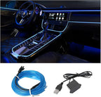 EL Wire LED Strip Lights, USB Auto Neon Light Strip with Sewing Edge, 16FT Electroluminescent Ambient Lighting Kit with Fuse Protection, Car Decoration Accessory (Blue/16FT)