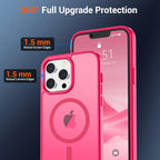 SUPFINE Magnetic for iPhone 13 Pro Case (Compatible with MagSafe) (Military Grade Drop Protection) Slim Translucent Matte Shockproof with Anti-Fingerprint Phone Case,Hot Pink