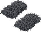 HARFINGTON 2pcs Car Wash Sponge 8.7" x 4.3" Chenille Microfiber Mitt Scratch-Free Absorbent Scour Scrubber Cleaning Sponge for Washing Detailing on Cars, Trucks, SUV, Boats, RVs, Gray