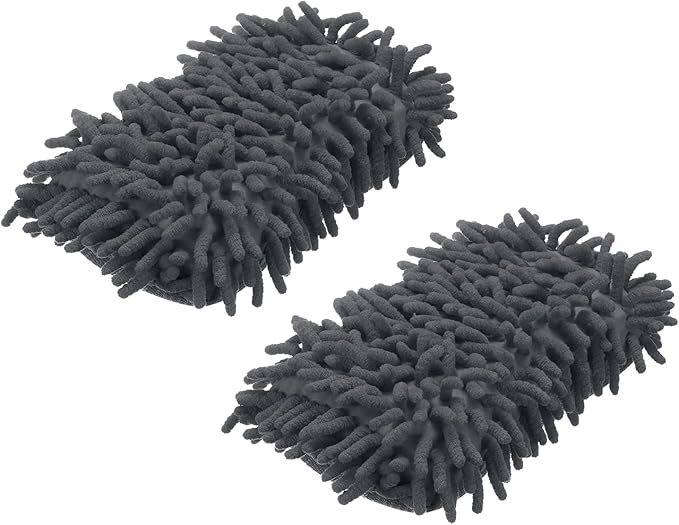 HARFINGTON 2pcs Car Wash Sponge 8.7" x 4.3" Chenille Microfiber Mitt Scratch-Free Absorbent Scour Scrubber Cleaning Sponge for Washing Detailing on Cars, Trucks, SUV, Boats, RVs, Gray