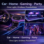EL Wire Car Interior Lights Kit, 2 Packs 3.28FT Neon Ambient Lighting Strip, USB Powered Electroluminescent Light with Fuse Protection, Flexible DIY Trim Lighting for Car, Home & Party (Purple&Blue)
