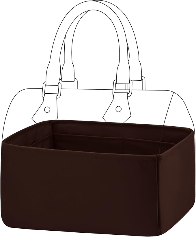 DGAZ Silk Purse Organizer Insert Fits LV Speedy 16/20/25/30/35/45 bags，Silky Smooth Bag Organizer，Luxury Handbag & Tote Shaper（Global Brown，SP30）