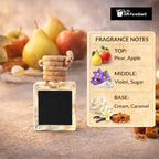 Golden Pear Crème Car Air Freshener Set of 3, 10 ml Hanging Diffuser Bottles with Wooden Cap, Sweet Pear Vanilla Scent for Car, Home & Closet, Velvet Gift Bag