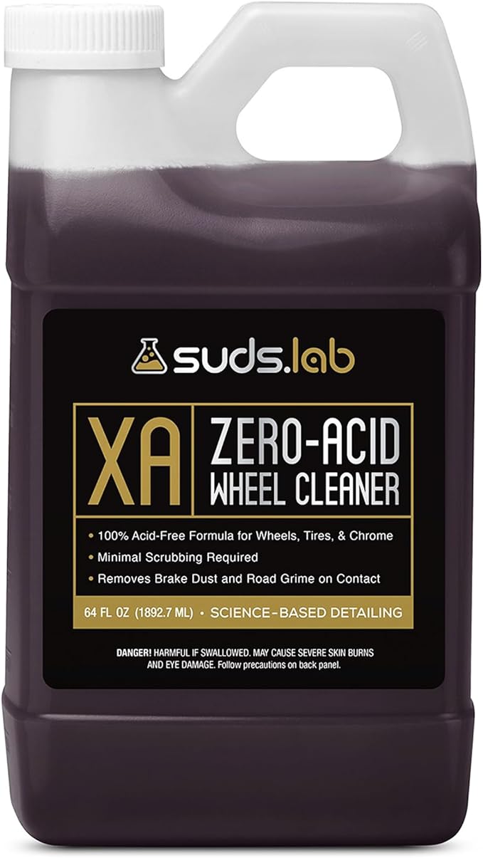 Suds Lab XA Zero-Acid Wheel Cleaner - Cleans Brake Dust and Grime for Car Rims and Tires - Safe on Chrome, Alloy and Aluminum Rims - 64 oz