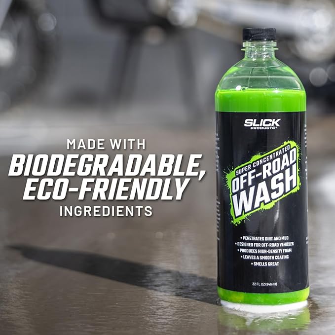 Slick Products Total Off-Road Wash Super Concentrate – Thick Foaming Car Wash Soap with Hybrid-Ceramic Formula for Dirt Bikes ATV UTV Trucks Jeeps and More – Foam Cannon Ready – 128 oz