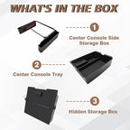 Muslogy Center Console Organizer Compatible with 2024 2025 2026 Toyota Tacoma 4th Gen Accessories Interior Storage Box Insert Tray Phone Pocket(Console Organizer+Hanging Storage +Hidden Box)