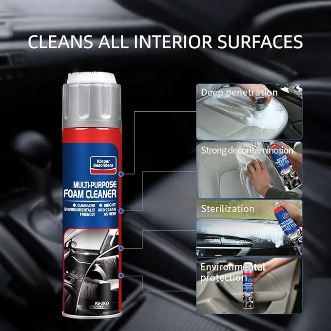 Glodway Leather Cleaner,Odor Eliminator With Brush,Foam Spray,Great For Car Interior,Seats,Leather,Fabric,Upholstery,Plastic,Dashboard More,Peach Scent,21.98 OZ