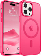 SUPFINE Magnetic for iPhone 14 Pro Case (Compatible with MagSafe) (Military Grade Drop Protection) Slim Translucent Matte Shockproof with Anti-Fingerprint Phone Case,Hot Pink