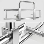 DNA MOTORING Front Bumper Brush Bull Bar Deer Guard Compatible with Freightliner Cascadia 2008-2017, 3mm Thick Iron Tubing, Polished Chrome, DG-G-002-SS+BKIT-DG-004