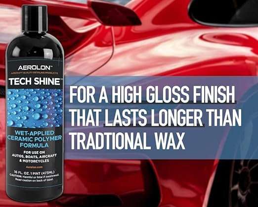 Tech Shine: Ceramic Coating for Cars, Car Wax, Car Polish, Ceramic Polymer Coating, Hydrophobic Top Coat Polish and Sealer, Auto Detailing with Applicator, Mirror Shine Gloss Kit, 2 Pack
