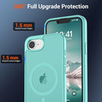 SUPFINE Magnetic for iPhone 17e Case/iPhone 16e Case (Compatible with MagSafe)(Military Grade Drop Protection) Slim Translucent Matte Shockproof with Anti-Fingerprint Phone Case,Blue Green