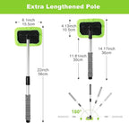 XINDELL Windshield Cleaning Tool for Car – 22inch Extendable Handle Window Cleaner with Reusable Microfiber Pads, Streak-Free Interior & Exterior Auto Glass Cleaner (Green)