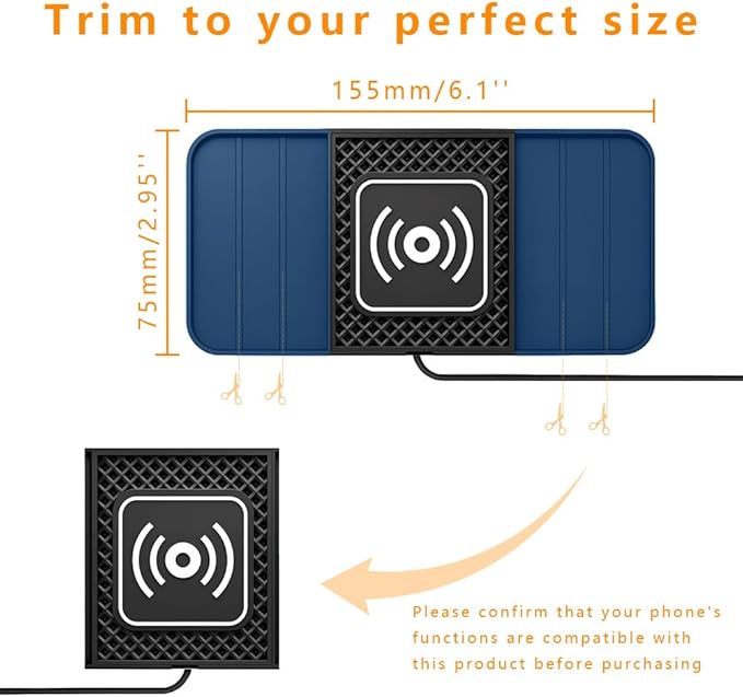 Wireless Charging Pad for Car for Chevrolet Equinox 2005-2026, DIY Trim-to-Fit Slim Non Slip Fast Charger Car Wireless Charging Pad 30CM Cable,B 30cm USB Plug Cable