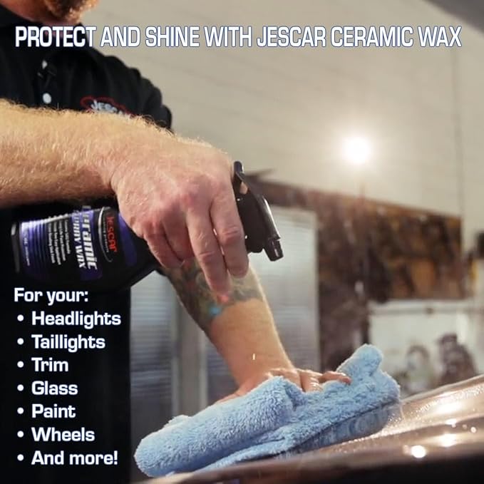 Jescar Ceramic Spray Wax - 22oz | High-Gloss Shine, Long-Lasting Protection, Easy Application, Hydrophobic coating for Cars, Motorcycle, RV's, Streak Free Finish.