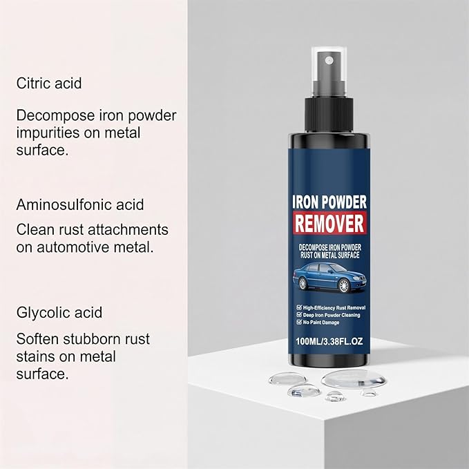 Rust Remover Spray - Fast-Acting Spray, Iron Powder Remover for Metal, Hardware Brake Solution, Engine Auto Liquid with Quick-Reaction Formula, Multipurpose Motorcycle Fluid for Oxidation Removal