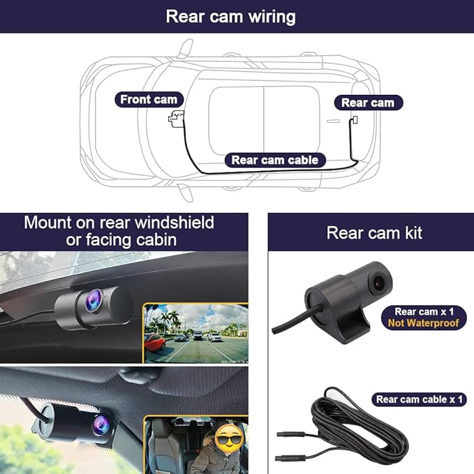 Fitcamx 2K Dual Dash Cam for 2020-2022 Hyundai Palisade Limited SE SEL Calligraphy (Part No#S8000), OEM Look, Front 1440P+Rear 1080P Video, Loop Recording, WiFi & APP, G-Sensor, Easy to Set, 64GB Card