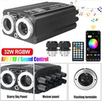32W Starlight Headliner Light,1300pcs 9.8ft Dual Port Dual Color LED Star Ceiling Fiber Optic Light Kit APP/Remote Control White Shooting Star,for Car/Home/Party